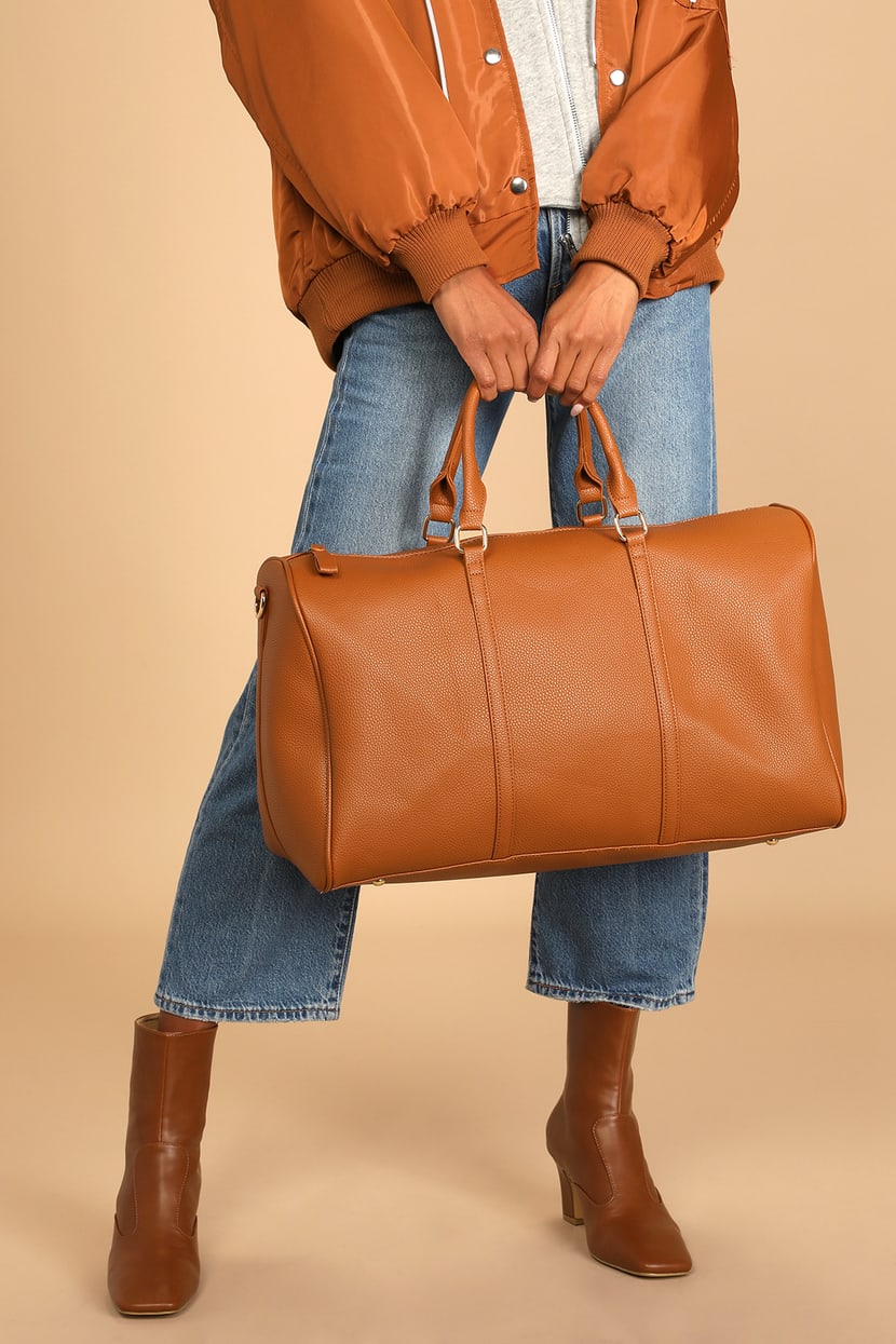 Oversized Brown Weekender - Vegan Leather Purse - Brown Bag - Lulus