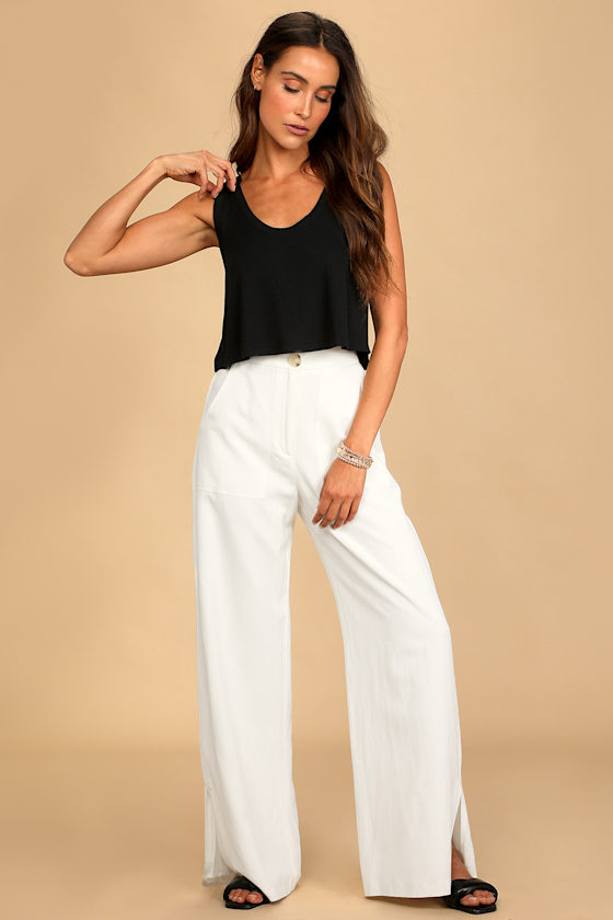 Casual Weekend Black Ribbed Scoop Neck Cropped Tank Top 6