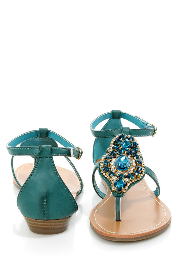 teal sandals flat