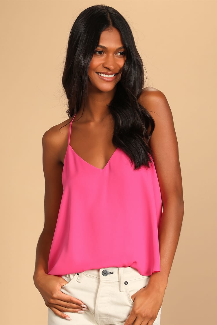 Magenta Top - Chiffon Cami Top - T-Back Cami Top - Women's Top - Lulus