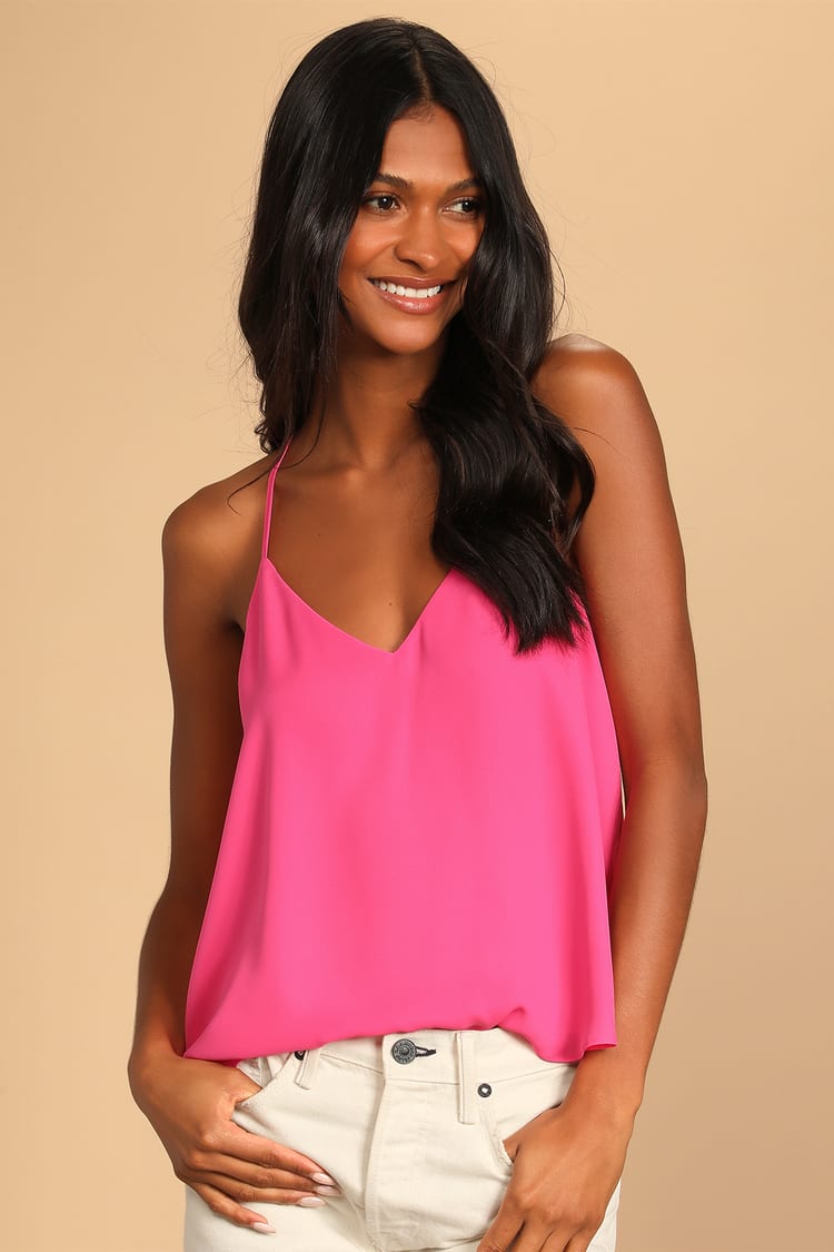 Chic Disposition Magenta Sleeveless T-Back Cami Top