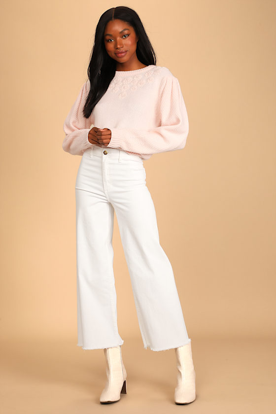Petal Warmed Up Blush Flower Stitch Sweater 5