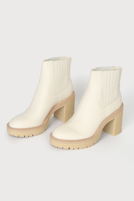 Caster H2O Ivory Leather Platform Ankle Boots 2