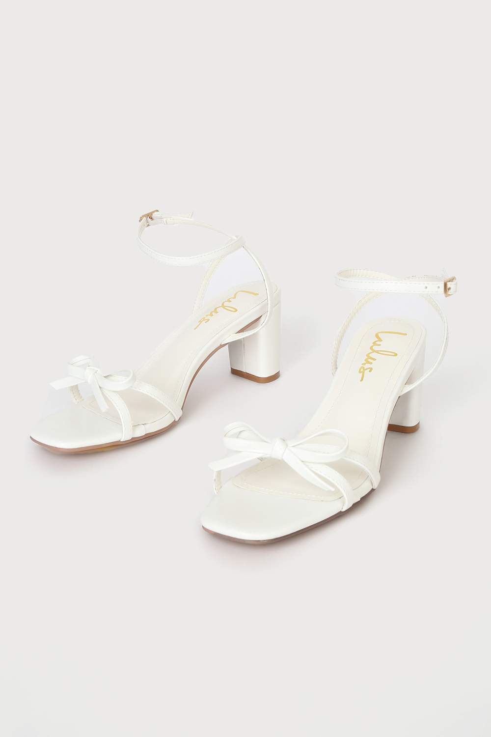 Rezzy White Bow Ankle Strap High Heel Sandals