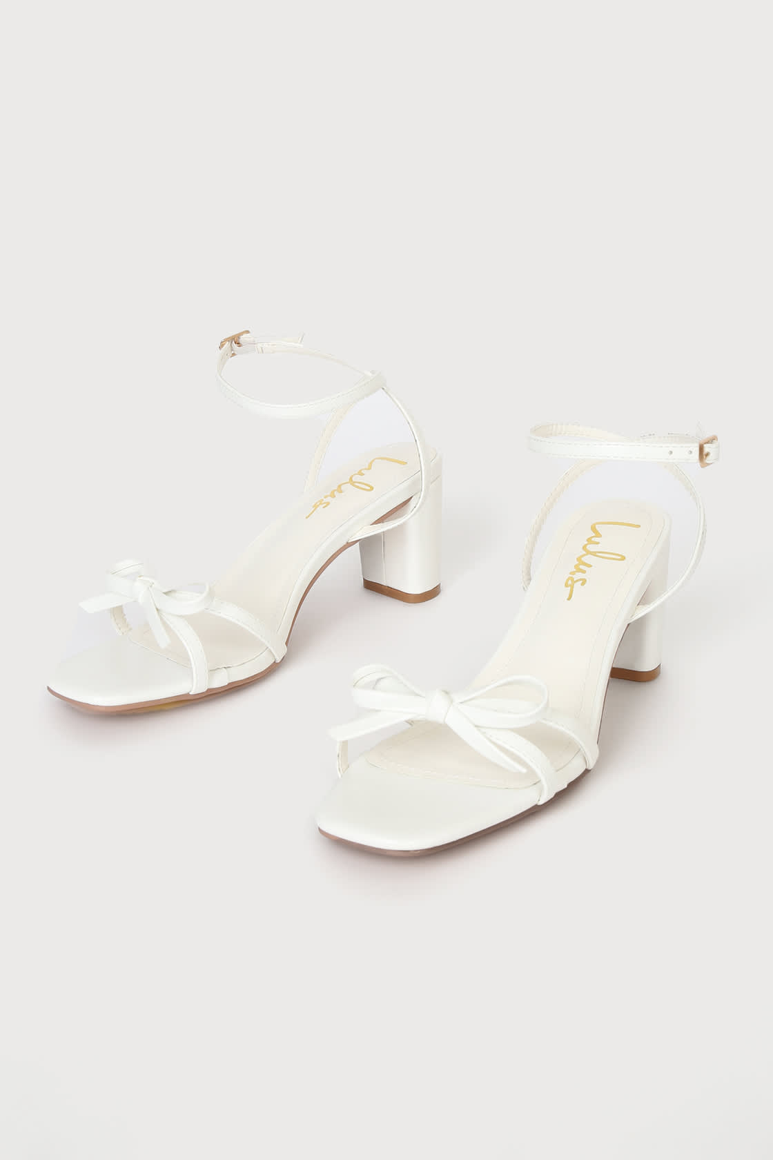 Rezzy White Bow Ankle Strap High Heel Sandals