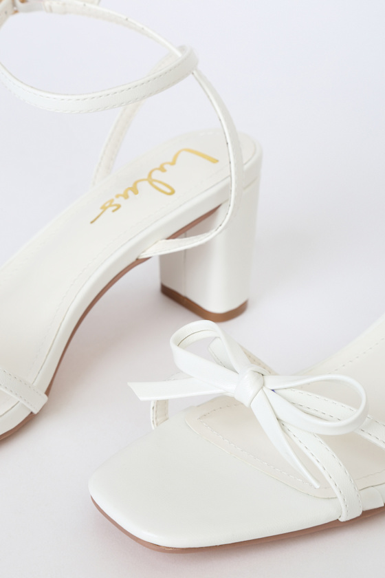 Rezzy White Bow Ankle Strap High Heel Sandals - Image 4