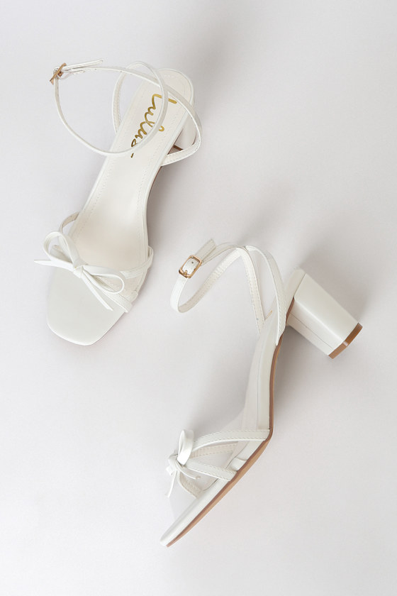 Rezzy White Bow Ankle Strap High Heel Sandals - Image 5