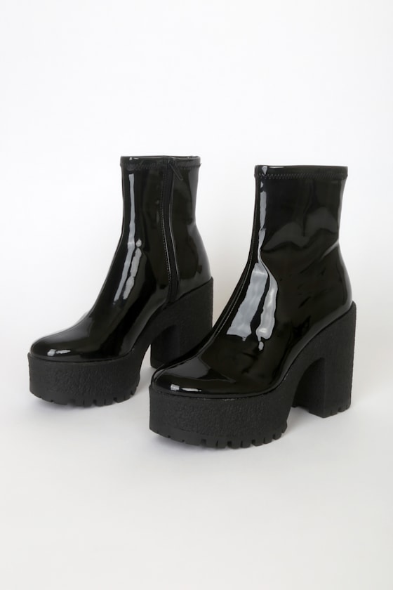 Outlast Black Patent Platform Ankle Boots 3