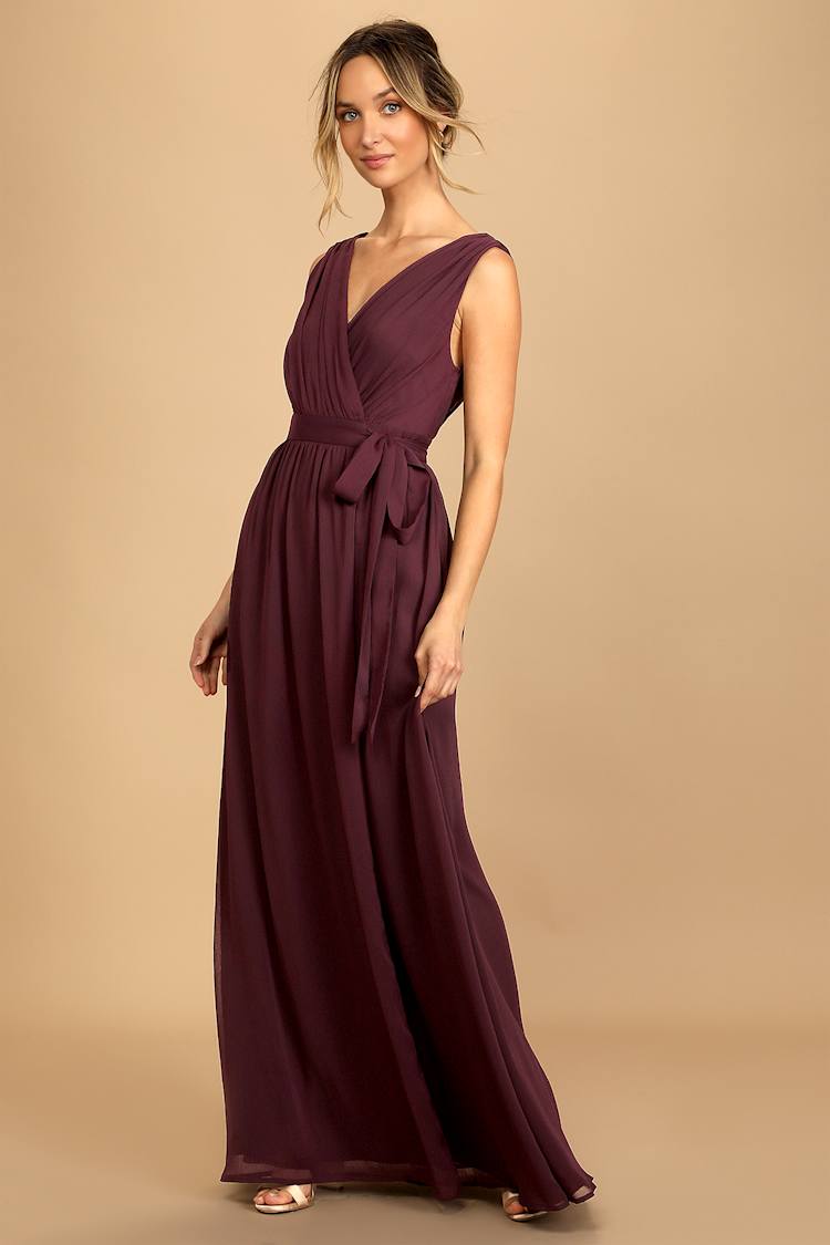 Honor the Occasion Dark Purple Sleeveless Wrap Maxi Dress