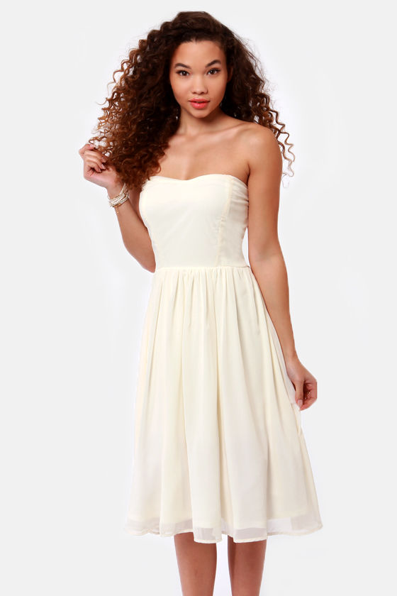 ivory strapless dress