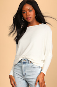 Verla Ivory Dolman Sleeve Sweater Top 5