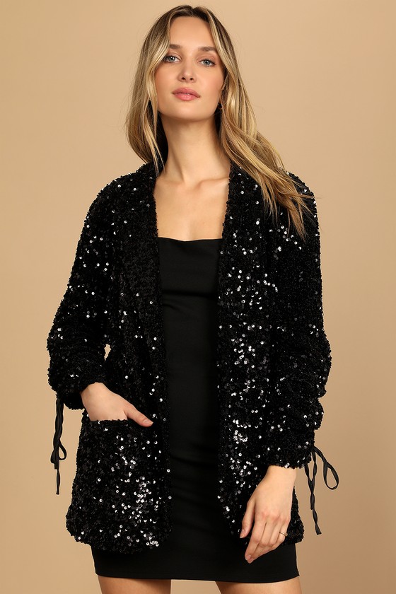 Blank NYC Break the Bank - Black Velvet Blazer - Sequin Blazer - Lulus