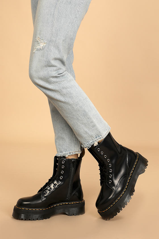 Jadon Black Leather 8-Eye Platform Boot 2