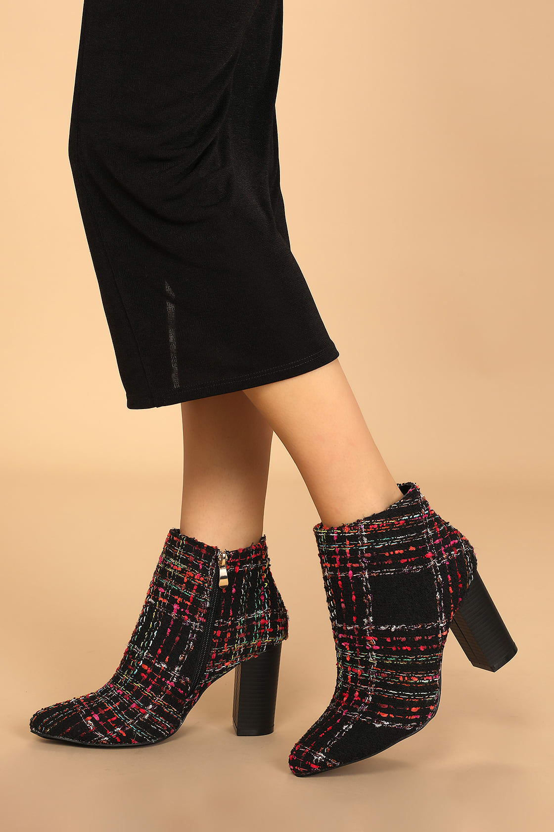 Ottava Black Tweed High Heel Booties