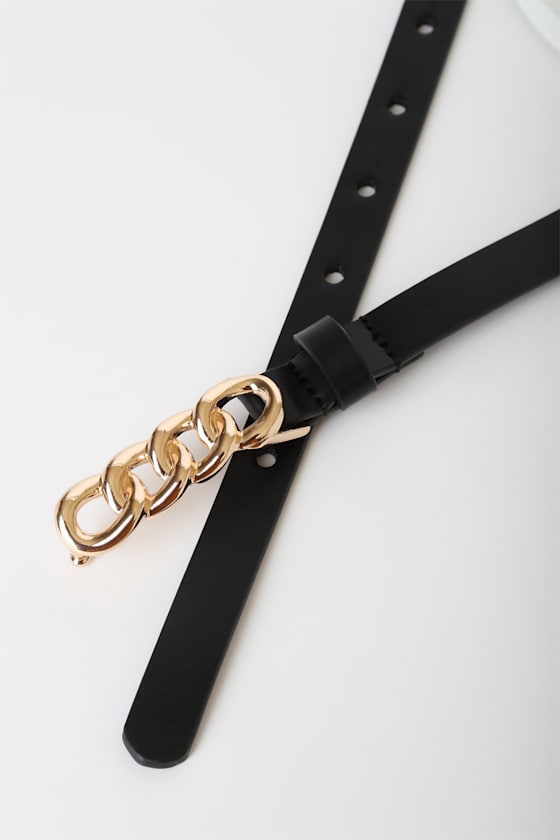 Black Belt Chain Belt Faux Leather Belt Women's Belts Lulus