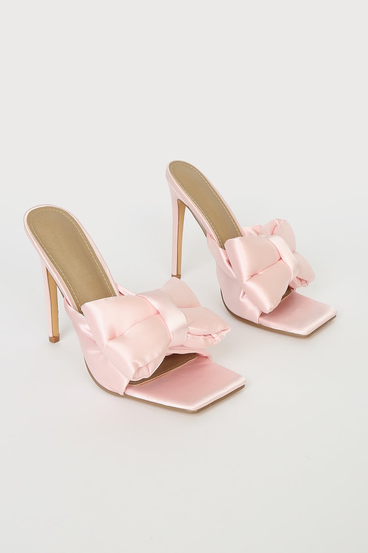 Charice Pink Satin Bow High Heel Sandals