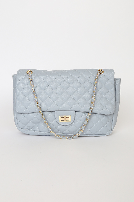 Looking Flawless Light Blue Quilted Shoulder Bag 4