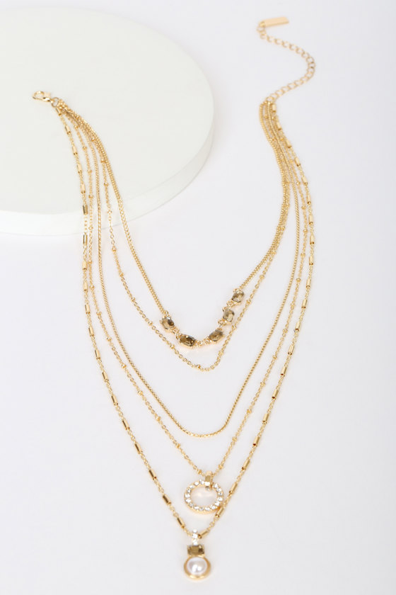 Marvelous Menagerie Gold Rhinestone Layered Necklace 2