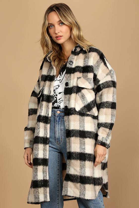 Treasured Trend Tan Multi Plaid Brushed Coat 3