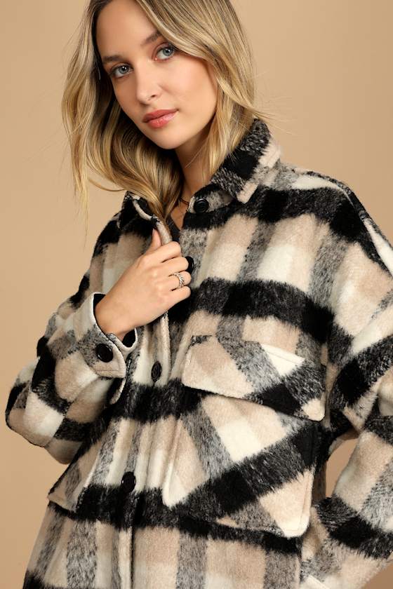 Treasured Trend Tan Multi Plaid Brushed Coat 5