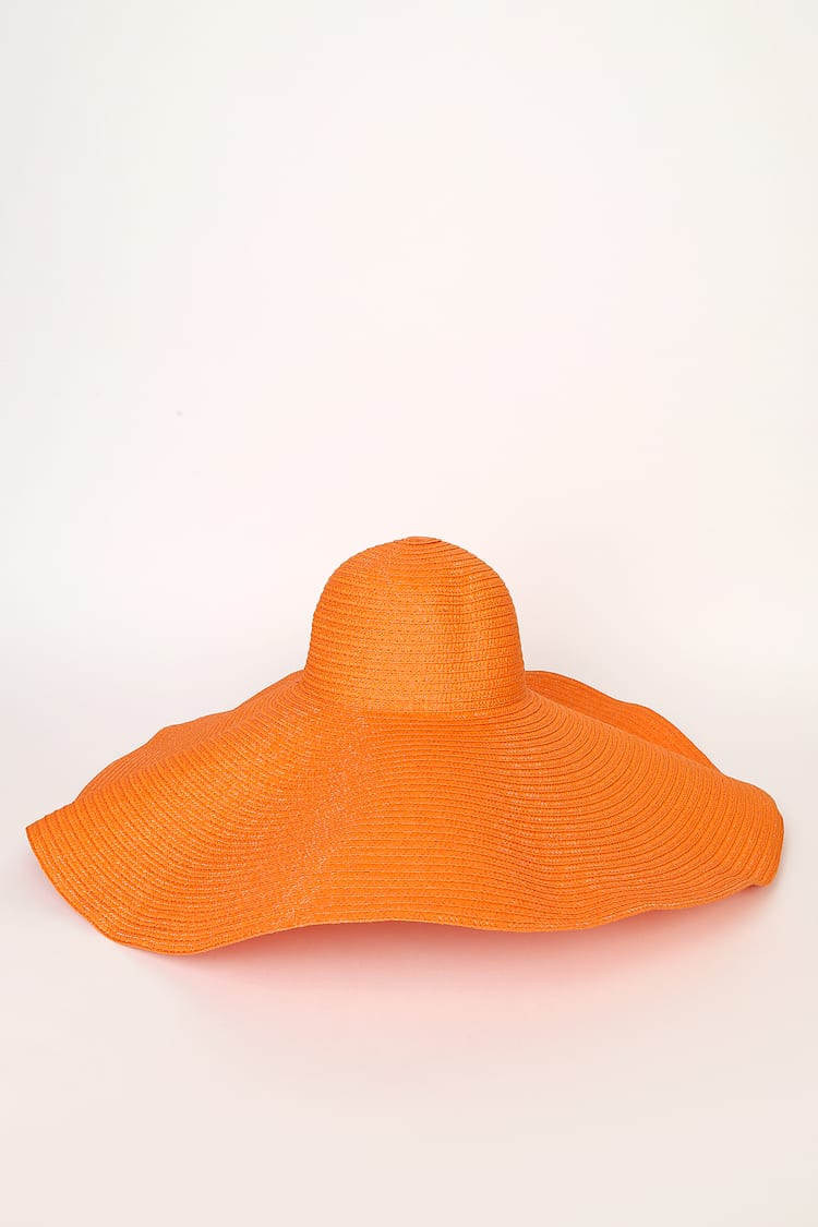 Orange Sun Hat - Straw Hat - Oversized Floppy Hat - Packable  display picture 2