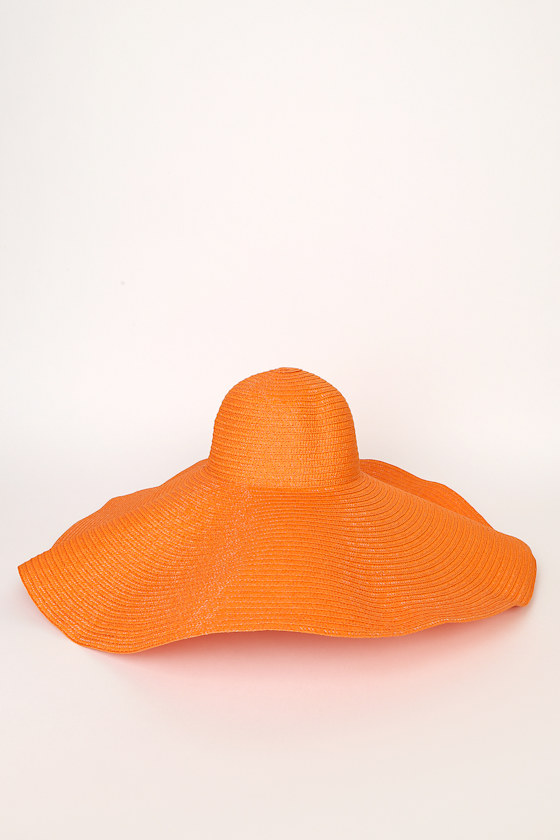 Top Deck Orange Oversized Packable Wide-Brim Straw Hat 2