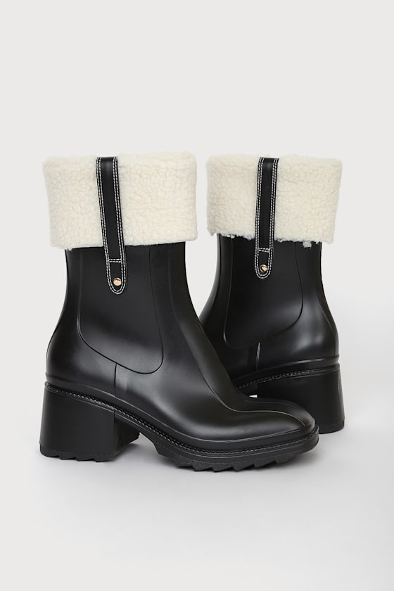 Bamboo Suede Fur Cuff Mid Calf Flat Boots
