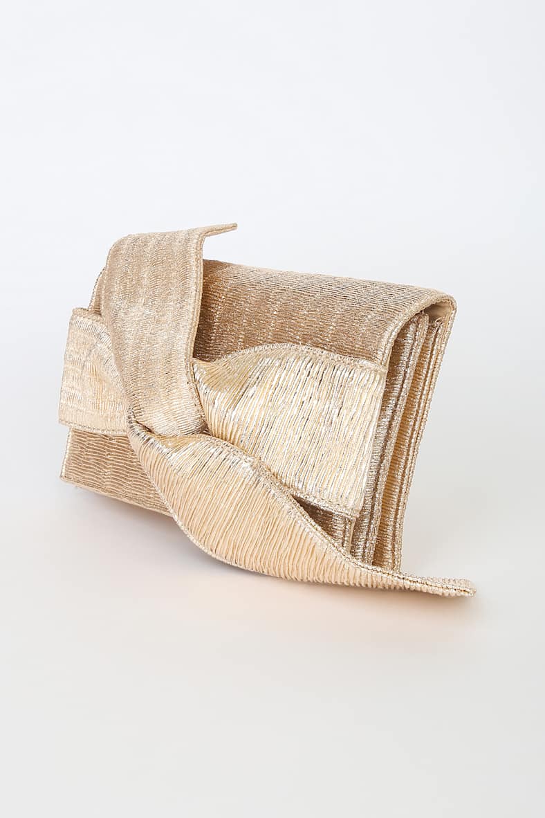 Perfect Retreat Bronze Woven Bow Clutch