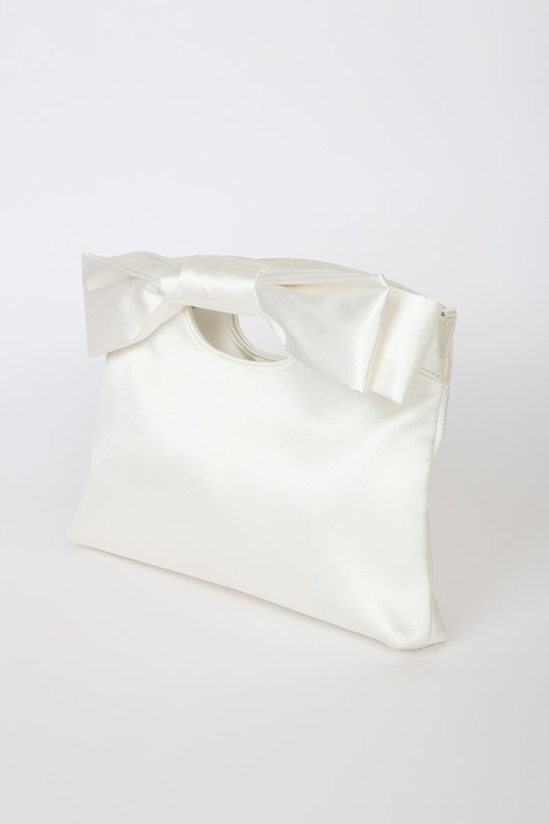 Total Romantic White Satin Bow Clutch