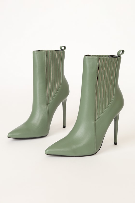 Maura Sage Pointed-Toe Stiletto Booties 3