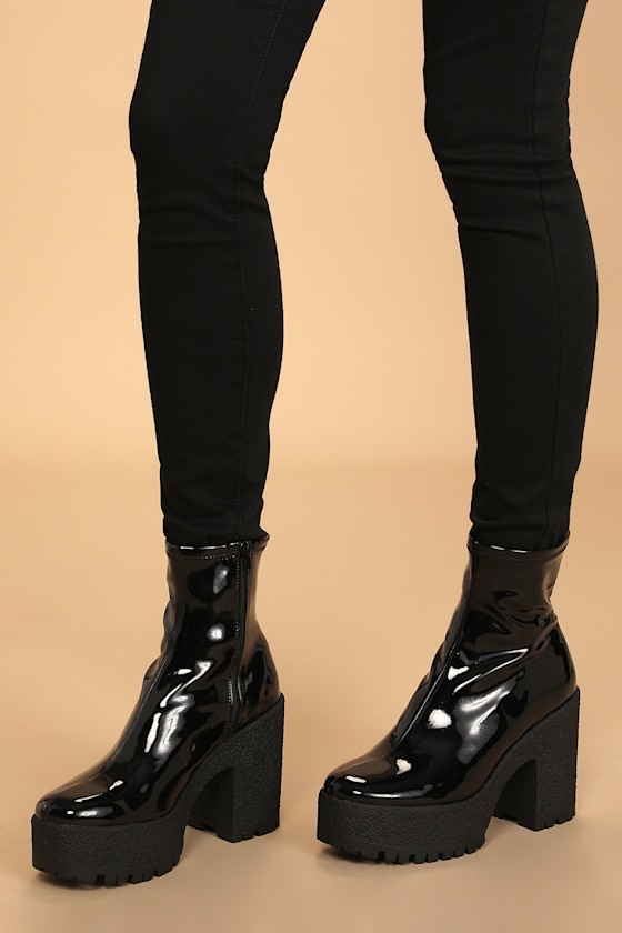 Outlast Black Patent Platform Ankle Boots 5
