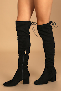 Di Black Suede Over the Knee Boots 1