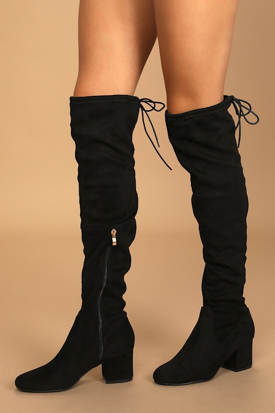 Di Black Suede Over the Knee Boots 1