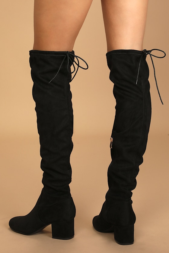 Di Black Suede Over the Knee Boots 5