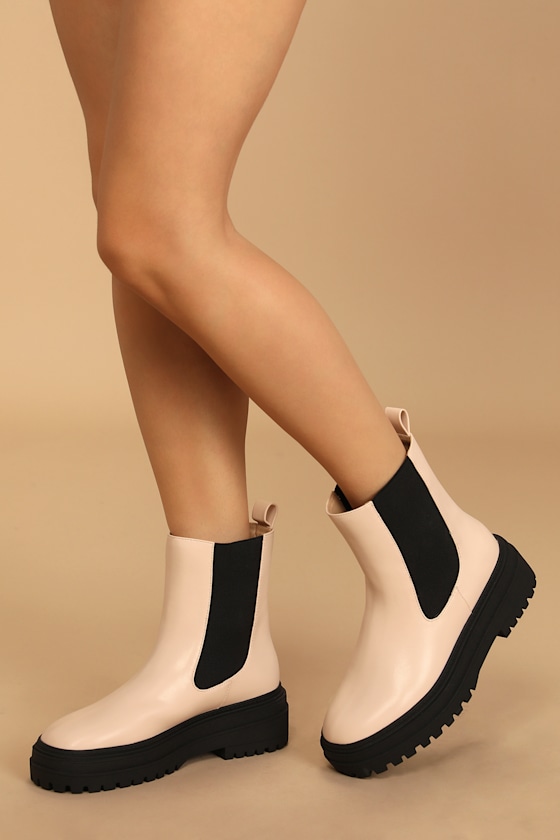 Derrie Light Nude Platform Ankle Boots 1