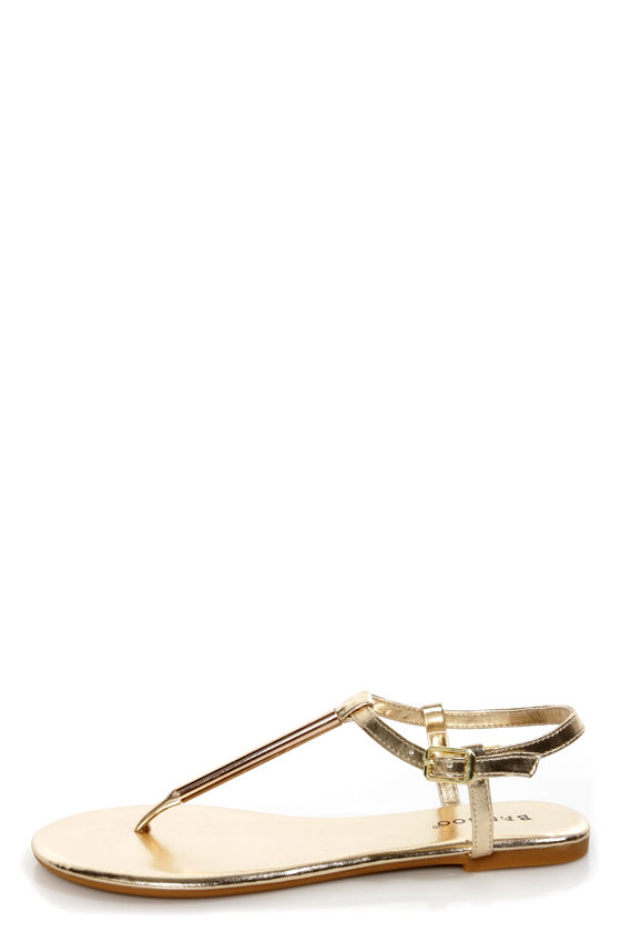 gold t strap sandals