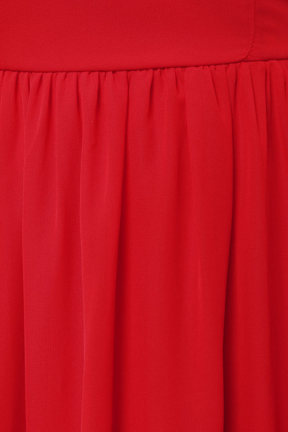 Lovely Strapless Dress - Red Dress - Midi Dress - $41.00 - Lulus