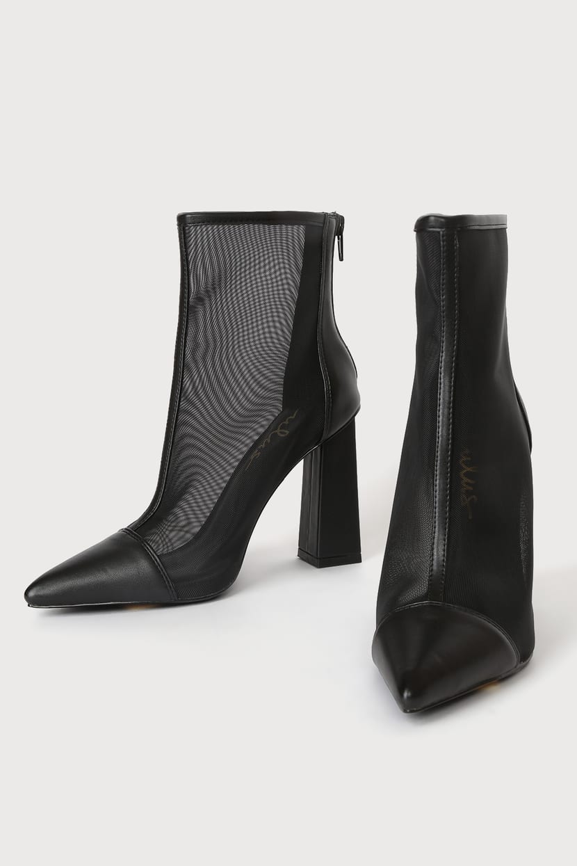 mesh booties black