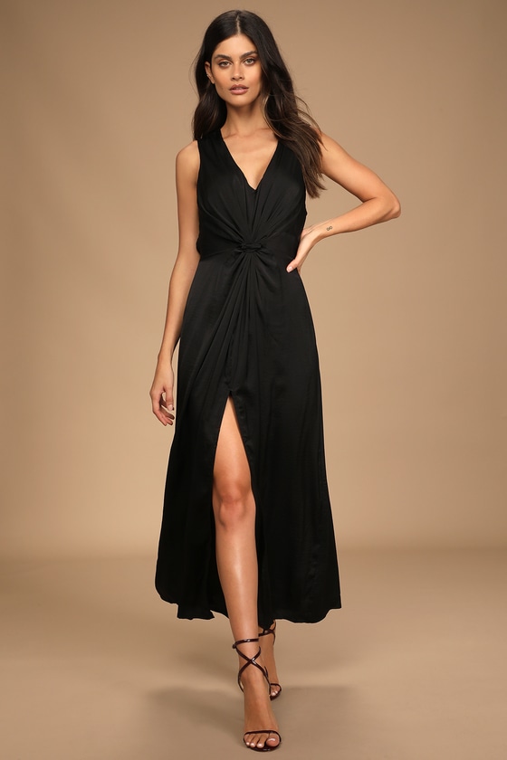 Knotted Maxi Dress - Black Maxi Dress - Slit Front Maxi Dress - Lulus