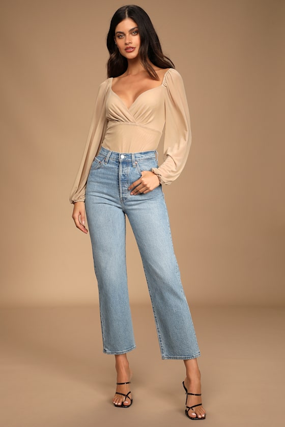 Text Me Later Beige Mesh Long Sleeve Bodysuit 5