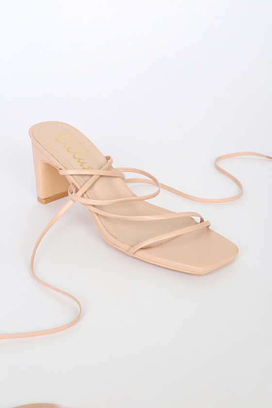 Aliah Light Nude Lace-Up High Heel Sandals