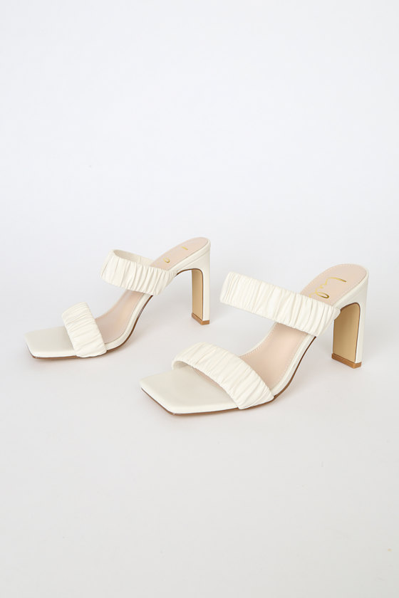 Cloyaa Off White High Heel Sandals 3