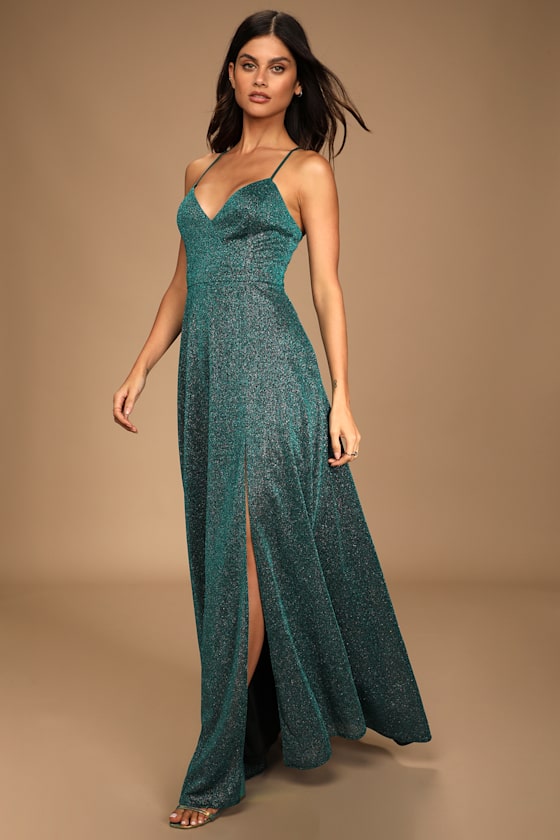 Green Multi Glitter Sleeveless Maxi Dress | Womens | Large (Available in XS, S, M, Xl) | 100% Polyester | Lulus