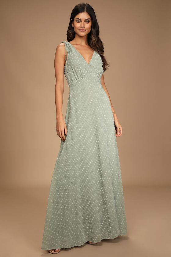 Romantic Possibilities Sage Brush Swiss Dot Maxi Dress 4