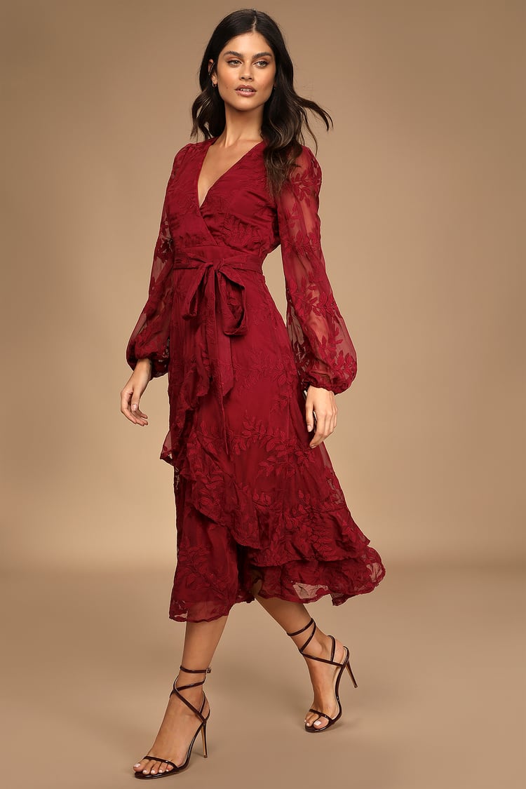 burgundy wrap dresses