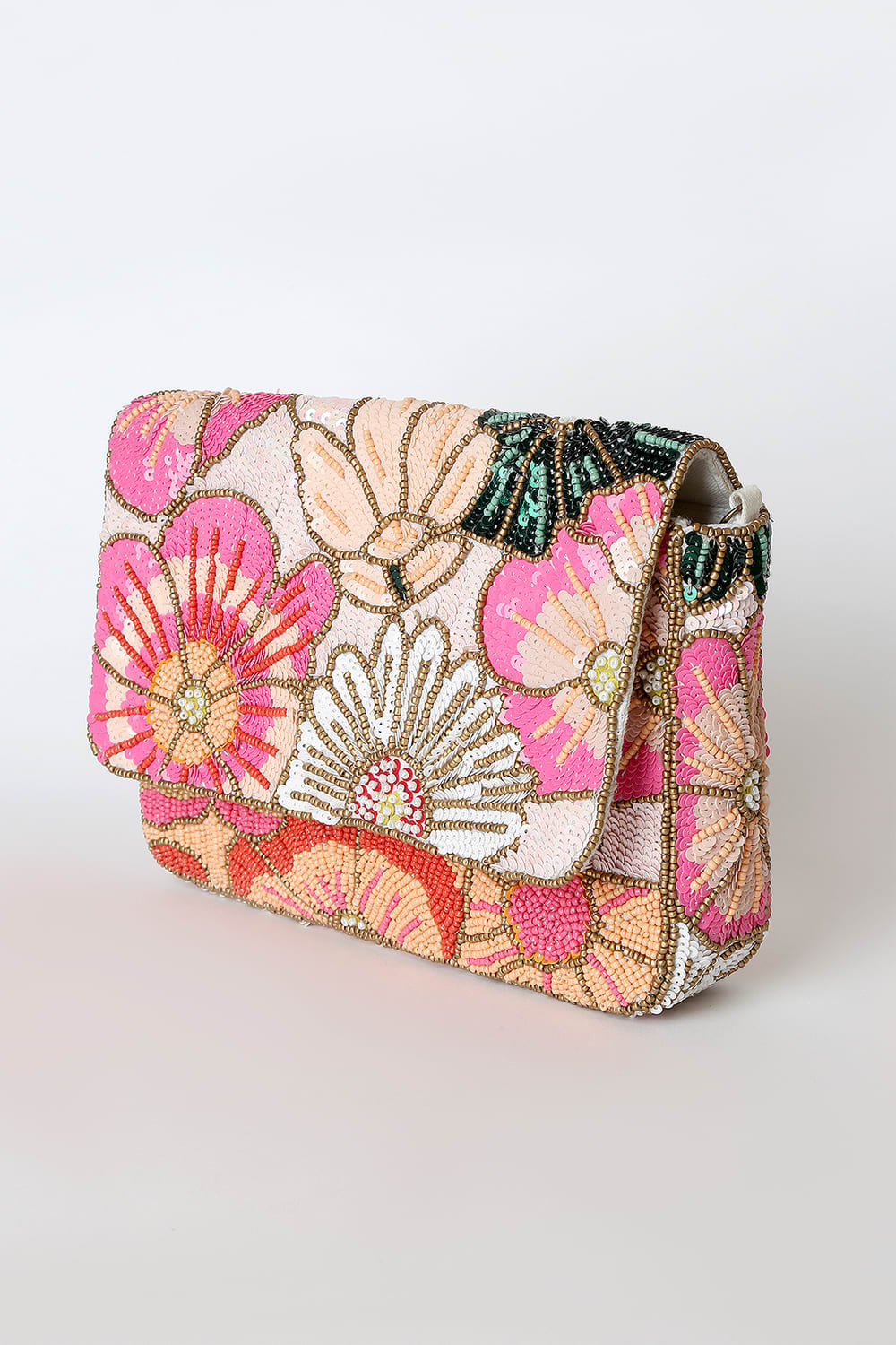 Bloom to Be Pink Multi Sequin Beaded Crossbody Bag
