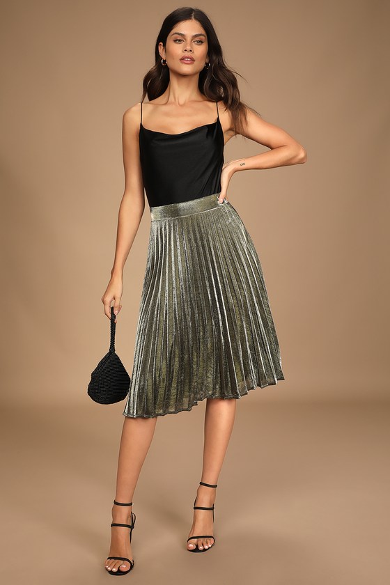 SHINY PLEATS SKIRT-connectedremag.com