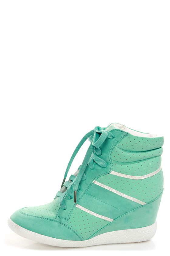 green wedge sneakers