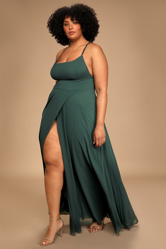 green backless maxi dress