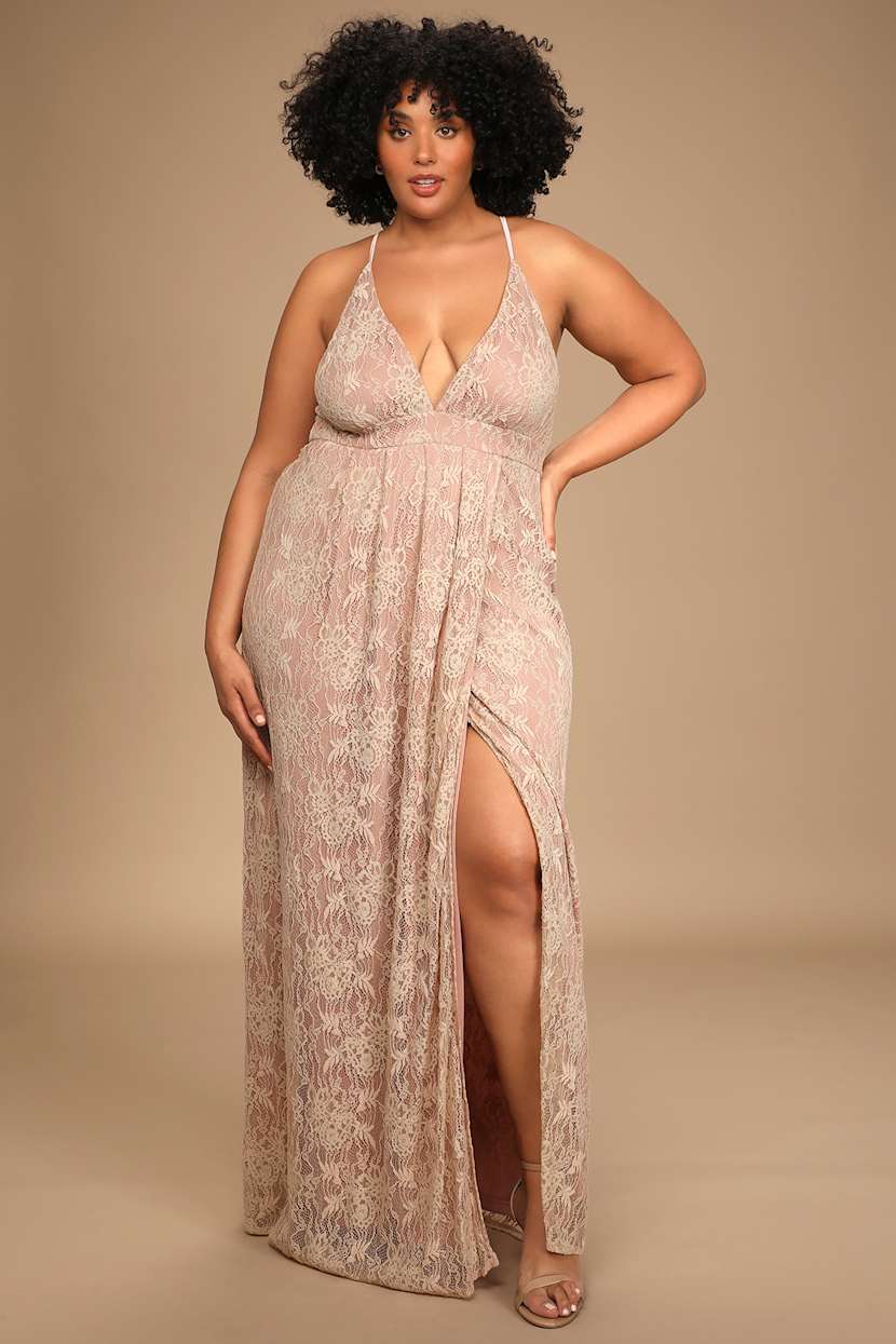 chinese dress ladies Lulus Romantic Intentions Blush Lace Pleated Backless Dress, Size Medi –  Vanessa Jane main image 0